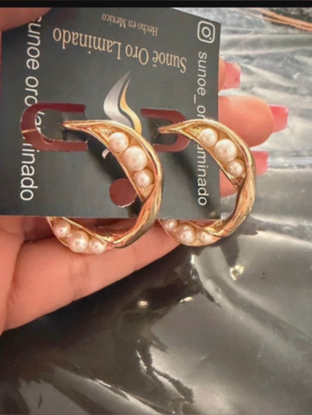 Gold-Tone Hoop Earrings with Pearl Accents